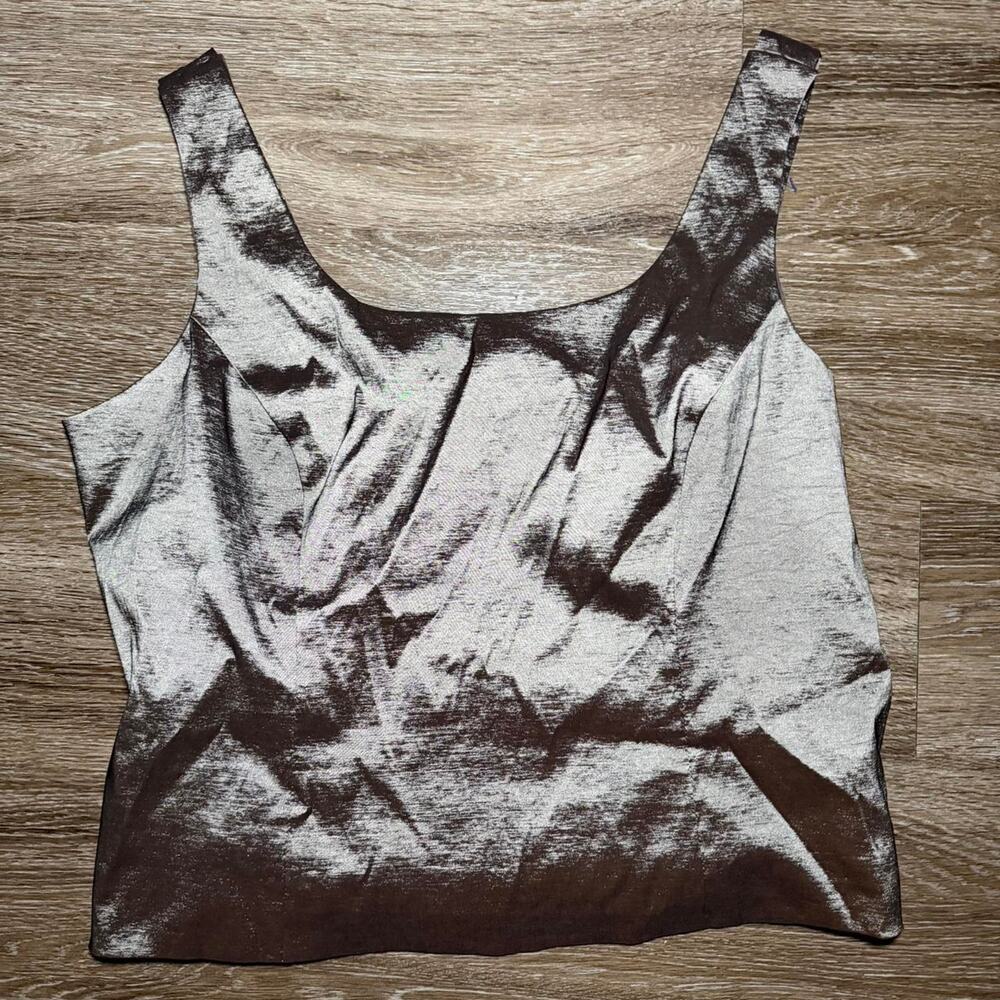 Camille La Vie Metallic Tank Top Silver 18 Shimmer Y2K Formal Party‎ Night Out